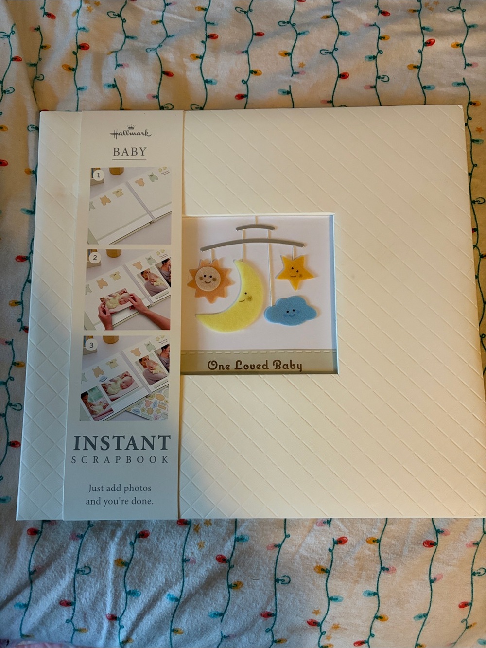 Hallmark Baby White Instant Scrapbook with Yellow & Blue Mobile Accent